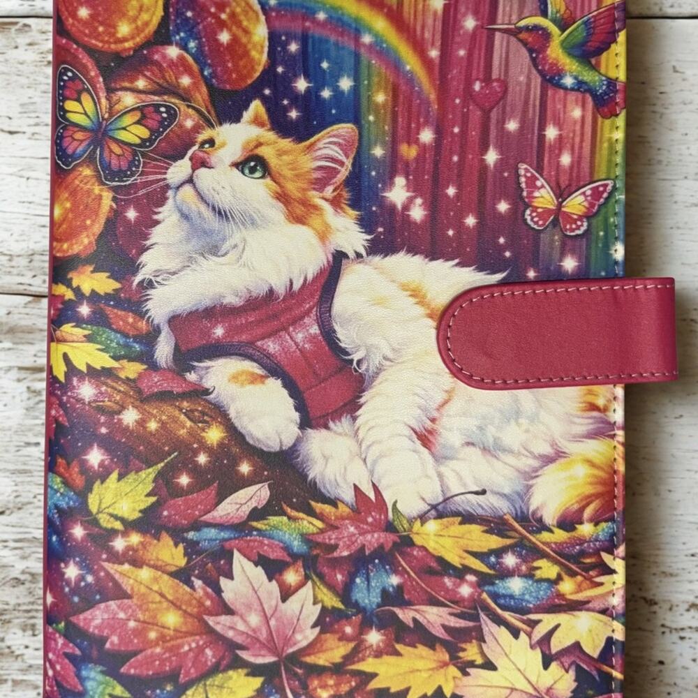 Lisa Frank Cat A5 Binder with printed paper